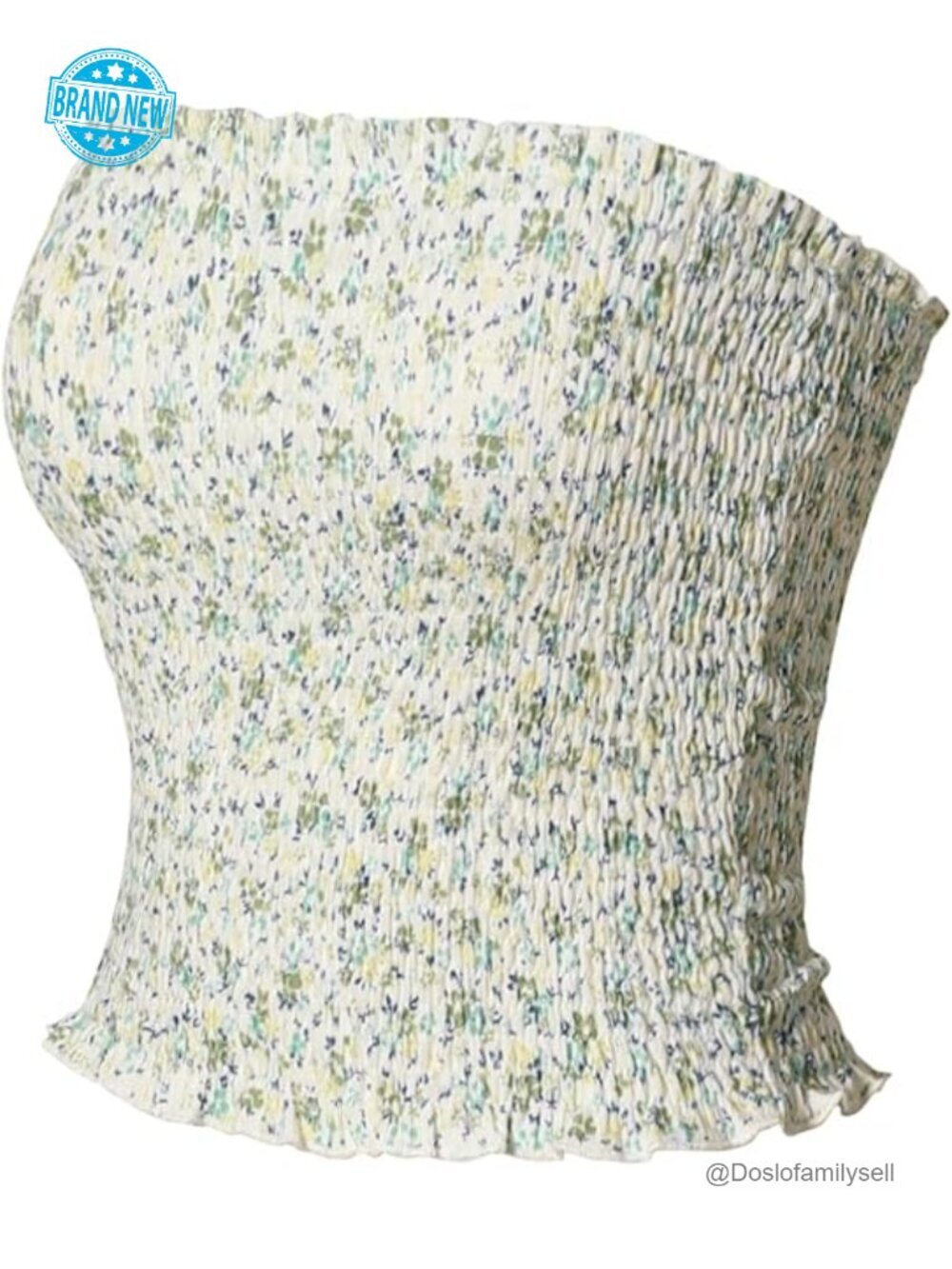 Smocked Tube Top Stretchy Strapless Bandeau Crop Tank Summer Stay-Up Secure Fit
